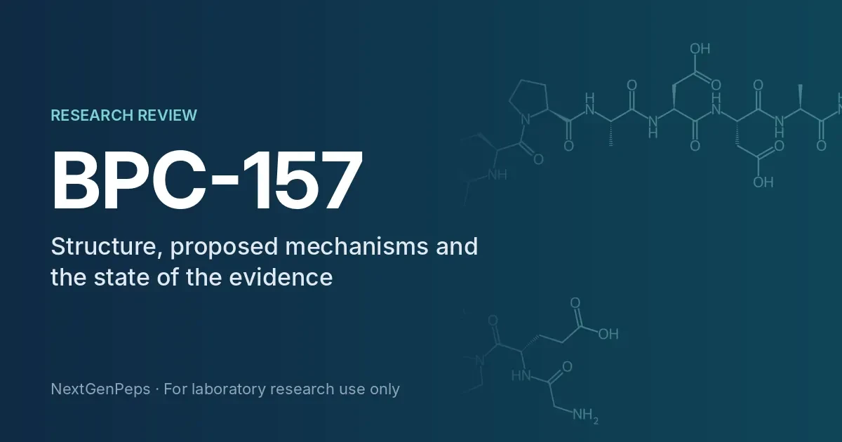 BPC-157 research review cover showing the peptide's skeletal structure